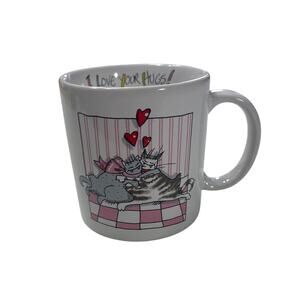Vintage 1985 I Love Your Hugs Mug Made in Japan Cat Couple